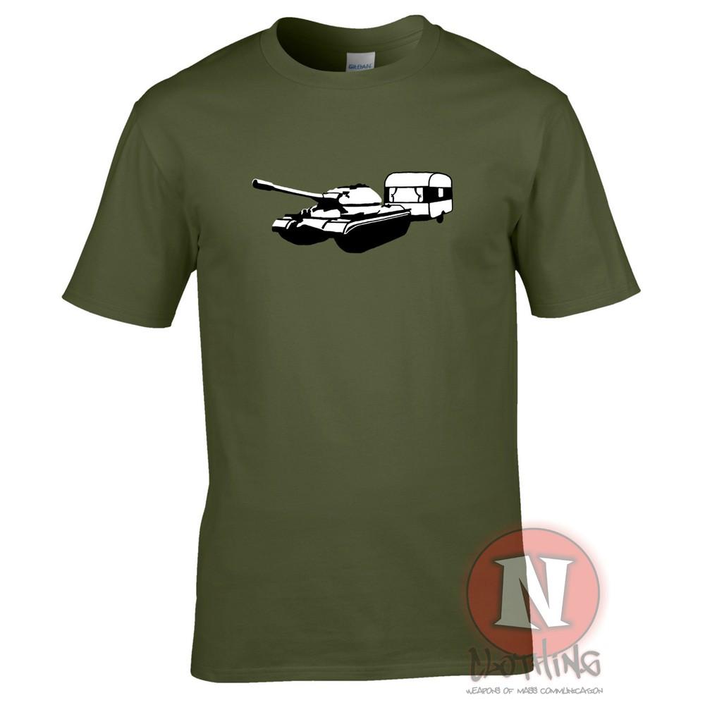 Tank And Caravan TShirt Banksy Urban Graffiti Military Caravaning Funny Movie
