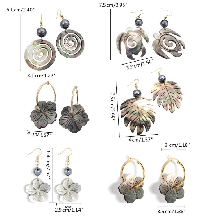 Women Earrings Balck Natural Shell Ear Rings Ornament Jewelry for Party Birthday