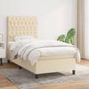 Box Spring Bed with Mattress Cream 90x200 cm Fabric
