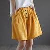 Women's Retro Cotton Linen Wide-Leg Shorts – Summer Loose Fit, Plus Size, Casual Five-Point Style