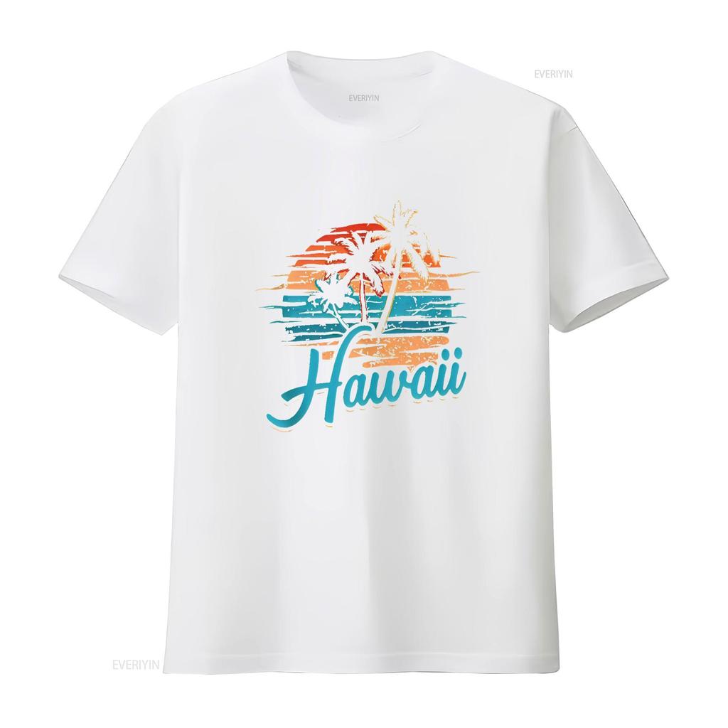 Womens Hawaiian Island Tropical Hawaii Design Vacation Souvenir T Shirt vintage Washed Top For Everyday Wear Comfortable Unisex