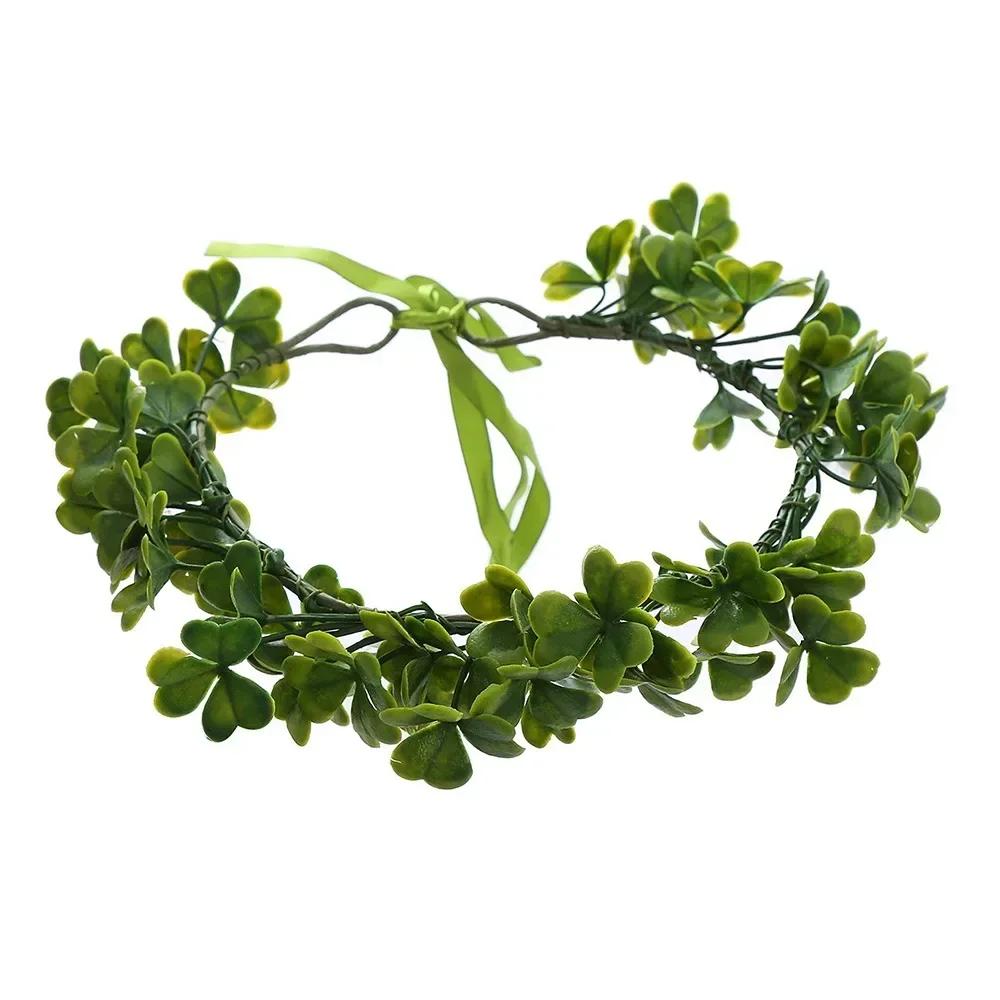 Bohemian Festival Wedding Flower Crown Photo Props Rose Green Leaf Floral Headpiece Hair Wreath Spring