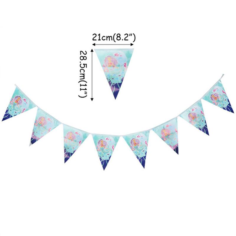 Happy Birthday Banner Mermaid Party Decor Mermaid Tail Shell Bunting Garland Girl First Birthday Party Decoration Baby Shower