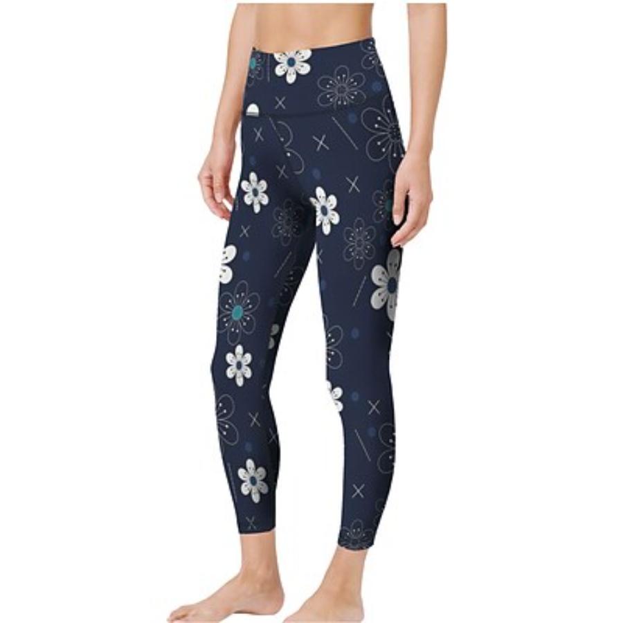 

Женские эластичные леггинсы для йоги с метеоритным цветочным принтом, брюки для фитнеса, бега, спортзала, активного отдыха XS чёрный