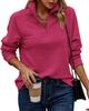 Women's Long Sleeve Half Zip Top with Striped Texture in Multiple Colors