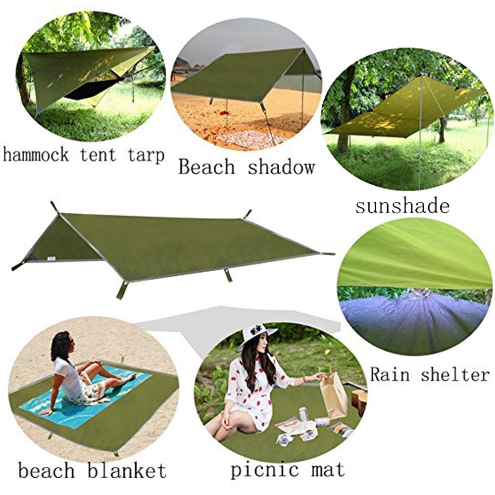 3x3m Car Side Awning Outdoor Camping Tent Tarp Waterproof Picnic Mat with Carrying Bag RainTarp Hammock Canopy Shade Sun Shelter