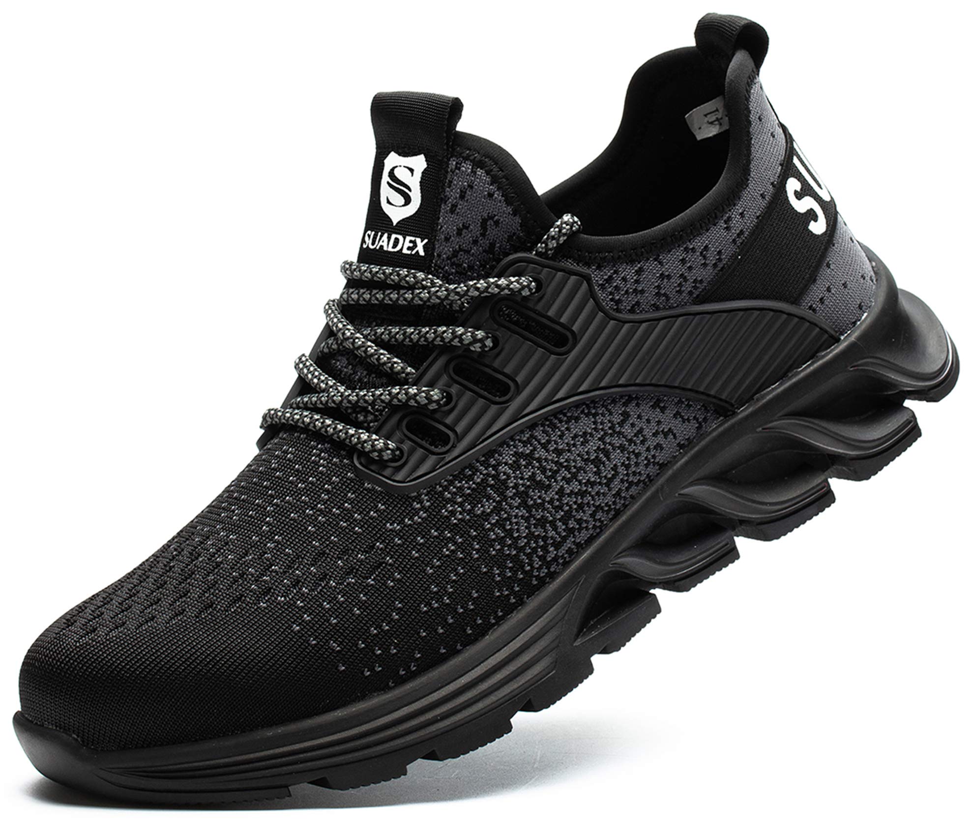 

SUADEX Стильная защитная рабочая обувь для строительства, рабочие кроссовки с металлическим подноском, черные, для площадок, дышащие, колпачок, кевлар, износостойкие, чёрный