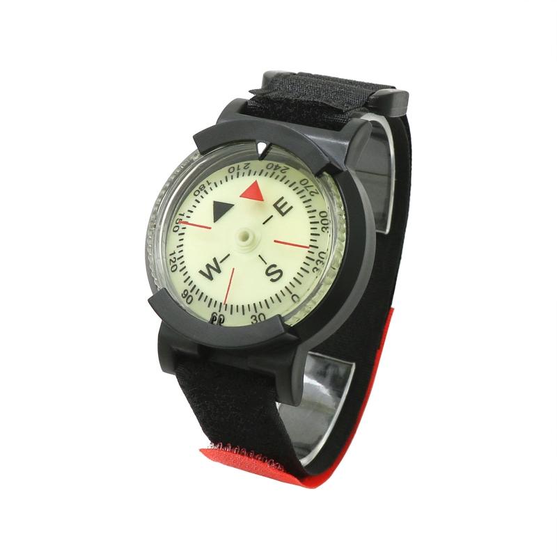 50m Compass, Luminous Dial Watch, Waterproof Fluorescent Dial Compass with Wrist Strap