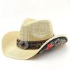 Unisex Floral Embroidered Straw Sun Hat