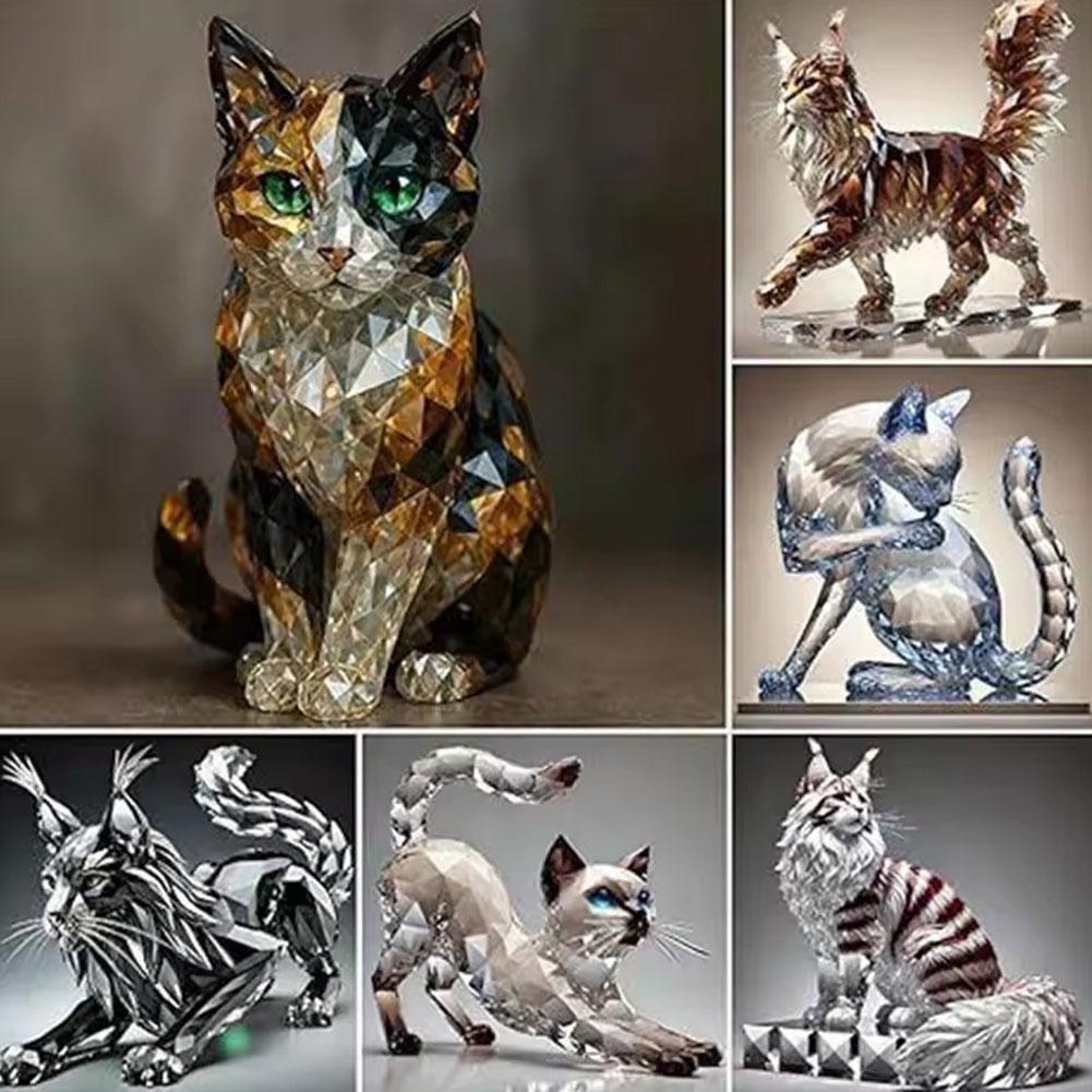Crystal Cat Advent Calendar 2025 Cute 2D Acrylic Christmas Countdown Kittens Figurine Cat Collectible Decorations Home Christmas