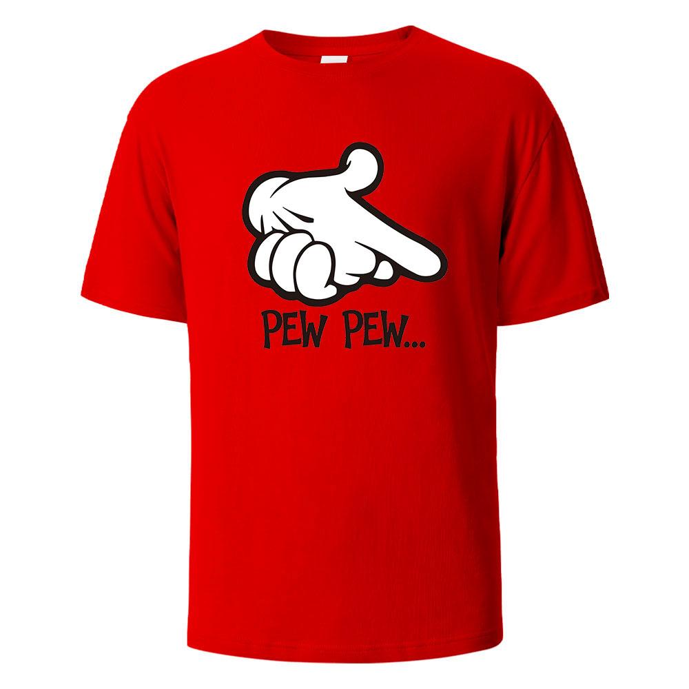 Pew Pew Print TShirt 100 Cotton Summer Tees For Men Women Oversize Casual Tops