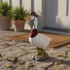 Cowboy Goose Figurine Plaid Scarf Countryside Statue Painted Yard Decoration for Display 33CM