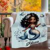 Black Mermaid Customize Your Name Outdoor Blanket Used For Chair Office Sofa Bed Camping Soft And Warm Giving Friends And Relatives Birthday