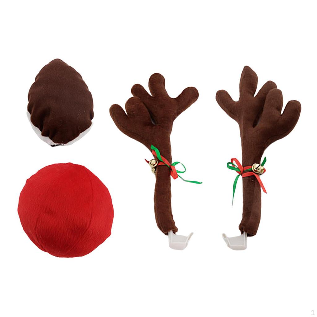 Christmas Car Reindeer Antlers and Nose Decorations Premium Material Holiday Accessory LED Vehicle