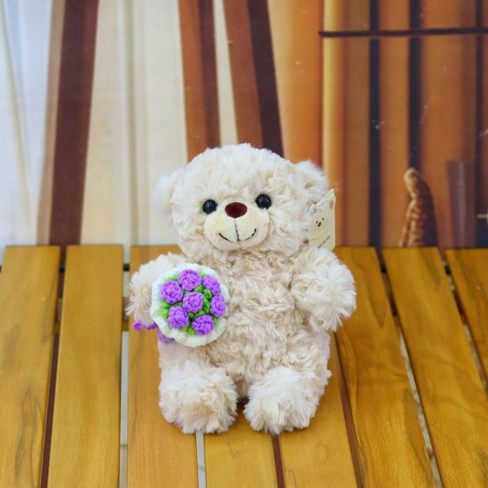 Romantic Bear Wear Rose Doll Woven Valentine's Day Ornament Gifts for Kids Rose Bear Doll Shop