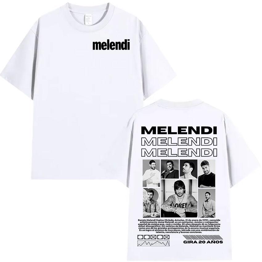 Rapper Melendi Tour 2025 New Album Merch Tee Shirt Men's Clothing Hip Hop Oversized T-shirts Vintage High Quality T-shirt Summer