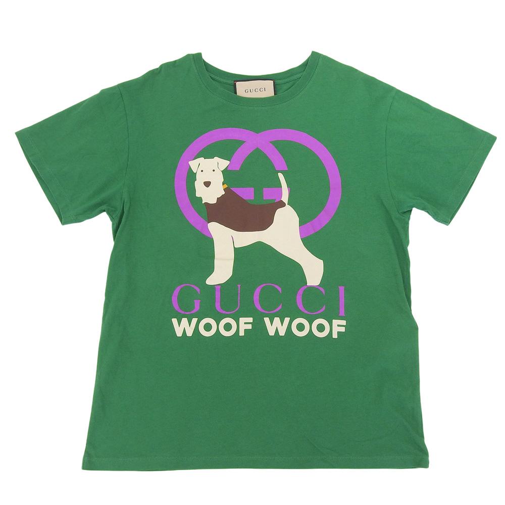 Gucci WOOF WOOF Dog Print Cotton T-Shirt, Women's, Green, Size S Tops S greenUsed
