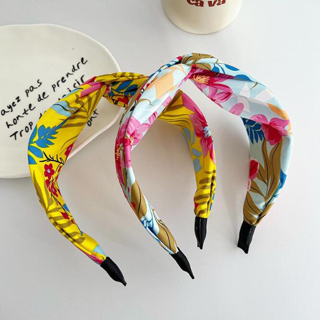 PROLY New Fashion Headband For Women Wide Side Flower Headwear Cross Knot Casual Bohemia Turban Hair Accessories