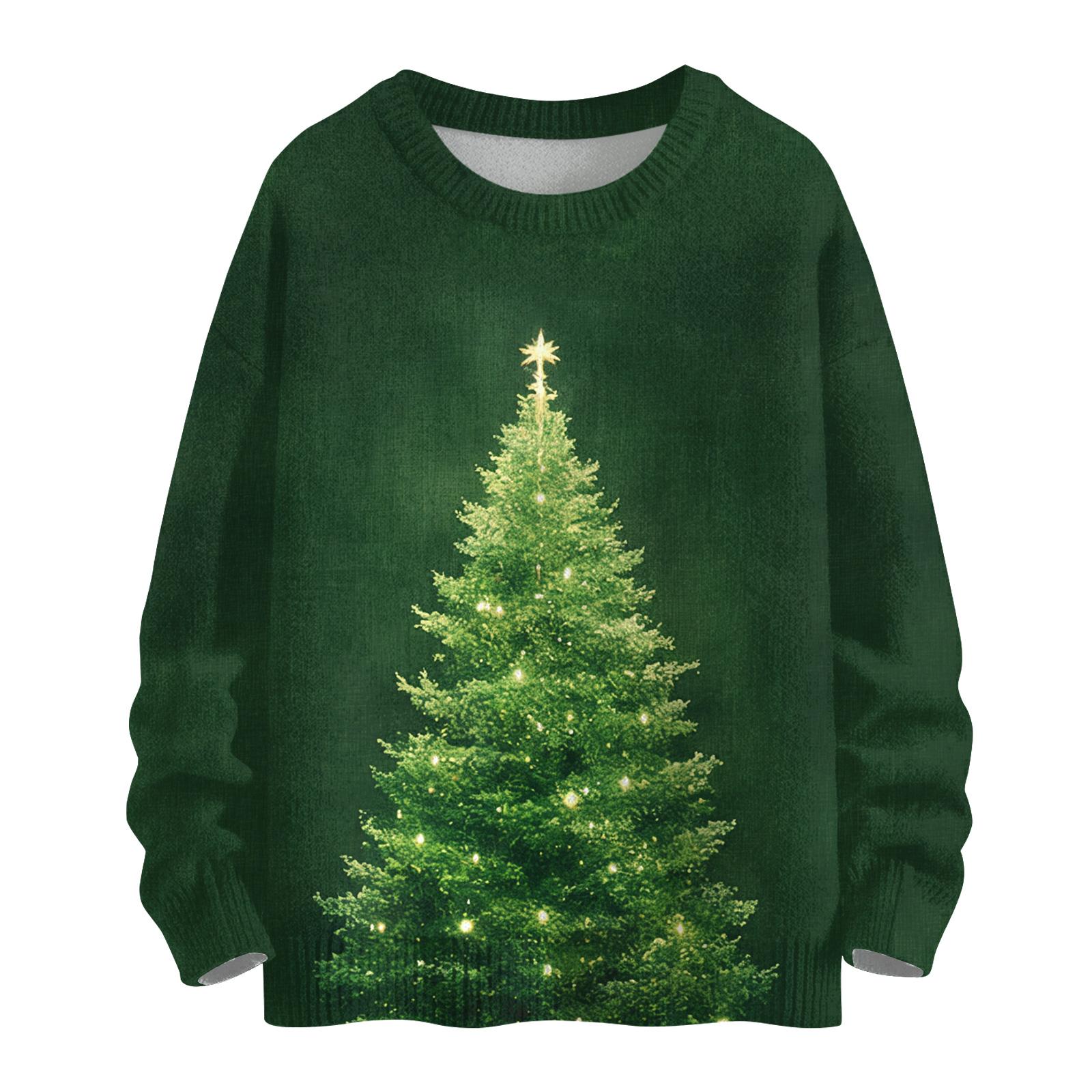 

Женский повседневный шерстяной рождественский свитшот с длинным рукавом, осенний отпускной пуловер с длинным рукавом XXL зелёный