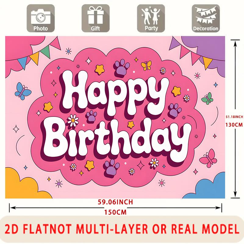 Party Backdrop Happy Birthday Birthday Stars Photo Booth Background Front Door Decor