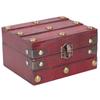 Vintage Wooden Storage Box 145x120x85mm Multifunctional Decorative Treasure Chest Box with 3 Bit Lock