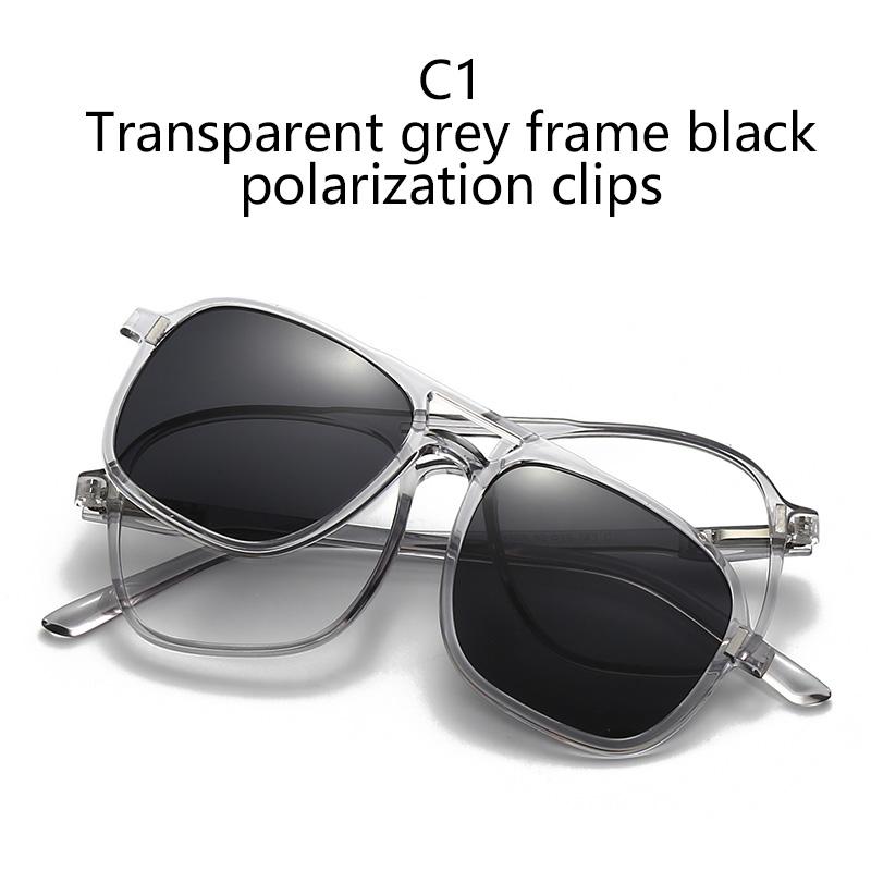 Transparent Frame 2333A 6PCS Magnetic Polarized Clip On Sunglasses Plastic Frame For Night Driving Sunglasses UV400