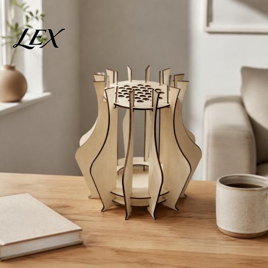 Handcrafted Floral Display for Shelf Wooden Puzzle Flower Vase, Stand Flowers or Durable Natural Material Holder Artificial Flowers, Decorative