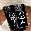 Funny Stickman Matchman Plating Phone Case For Iphone 16 17 Pro Max Air 16E 14 15 Plus 12 13 Mini Anti-Fall Airabag Cover