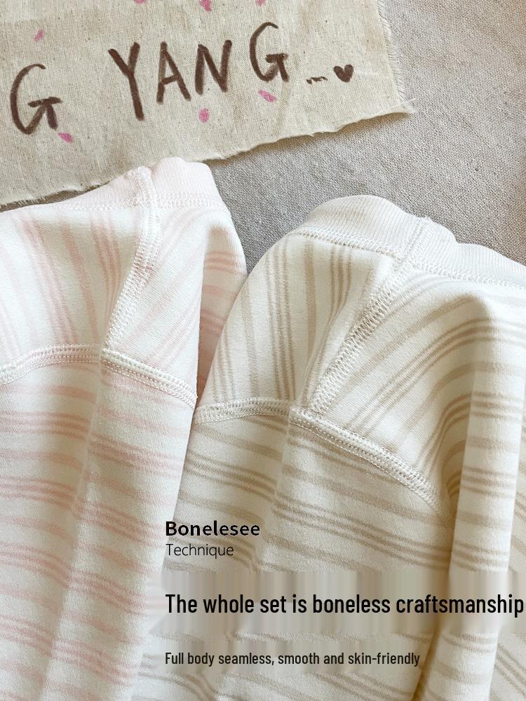 Children's Striped Velvet Warm Homewear Set: Boys' & Girls' Autumn Long Johns & Underwear, Lycra Two-Piece.