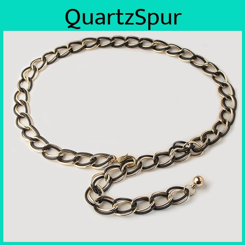 Ladies Double Chain Metal Waist Belt With Gold Finish For Summer And Winter Outfits