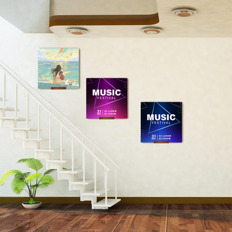 6Pcs/set Wooden Record Wall Mount Shelf Vinyl Record Album Floating Display Holder For Books Albums Newspapers