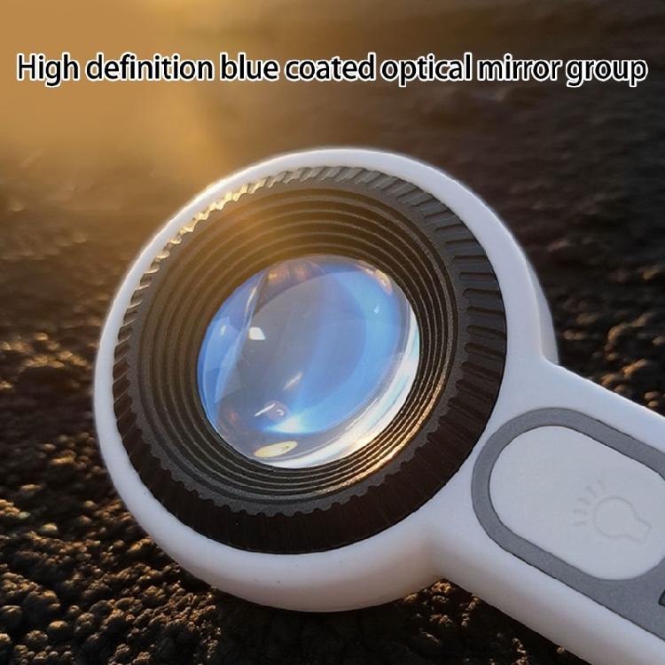 Practical Rechargeable Jewelry Magnifying Glass with High Power Lens and Light Functionality Handheld Loupe ABS Texture