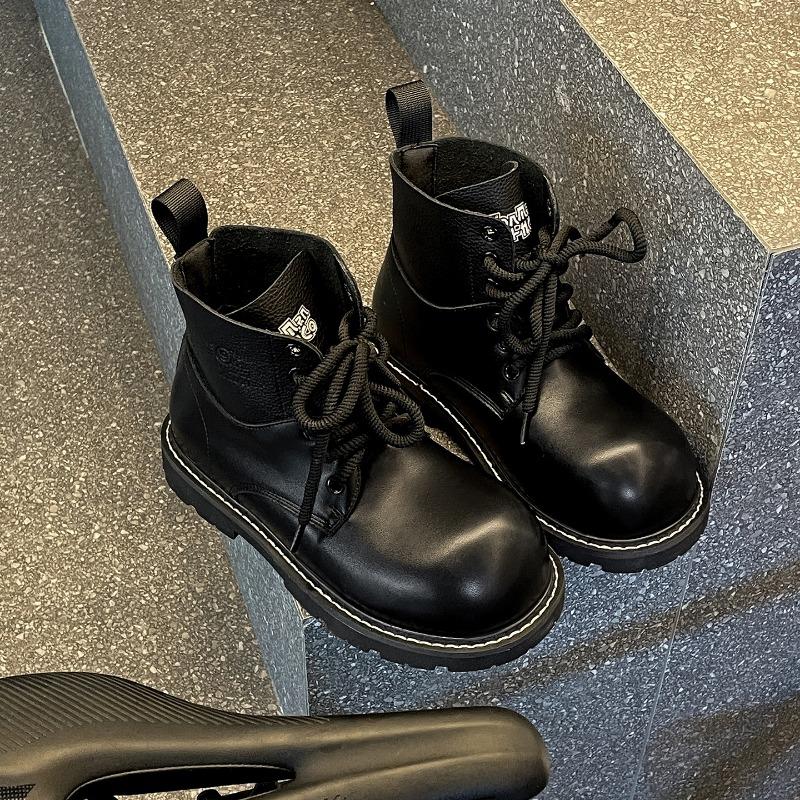 

Retro white British thick-soled inner heightening Martin boots women s new autumn with skirt and thin short boots 40