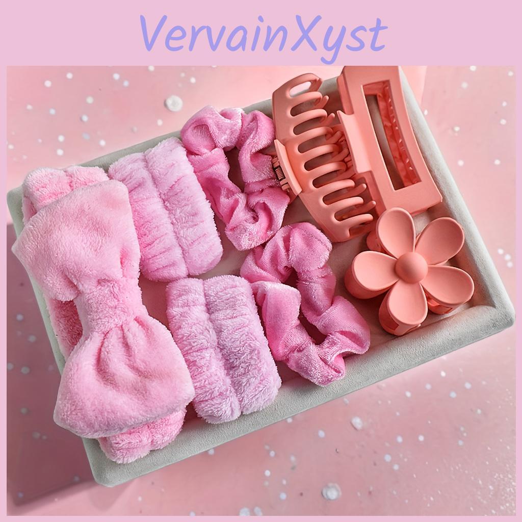 Headband Bow 8piece Womens Velvet Large Ring Matte Matte Grip Clip Pink Series Blue Series Black Series Styling Tools Set