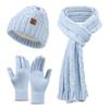 Winter Hat Scarf Gloves Three piece Set Men and Women Outdoor Plus Velvet Ear Protection Warm Knitted Hat Set