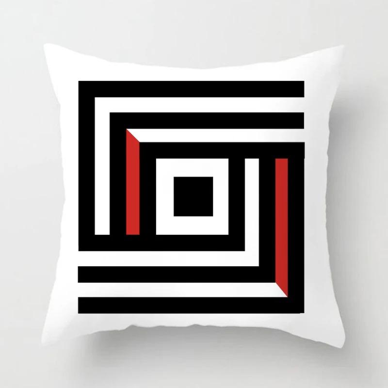 Black and Red Geometric Decorative Pillowcases Living Room Office Home Pillowcases Car Ornaments
