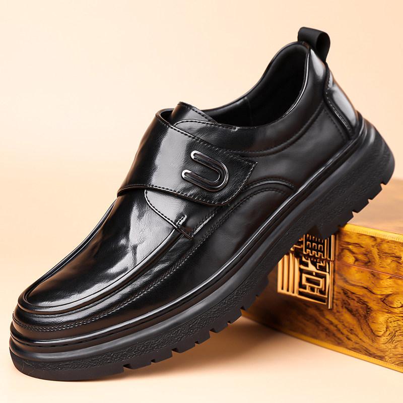 New autumn leather breathable casual shoes British style Velcro business non-slip leather shoes 38