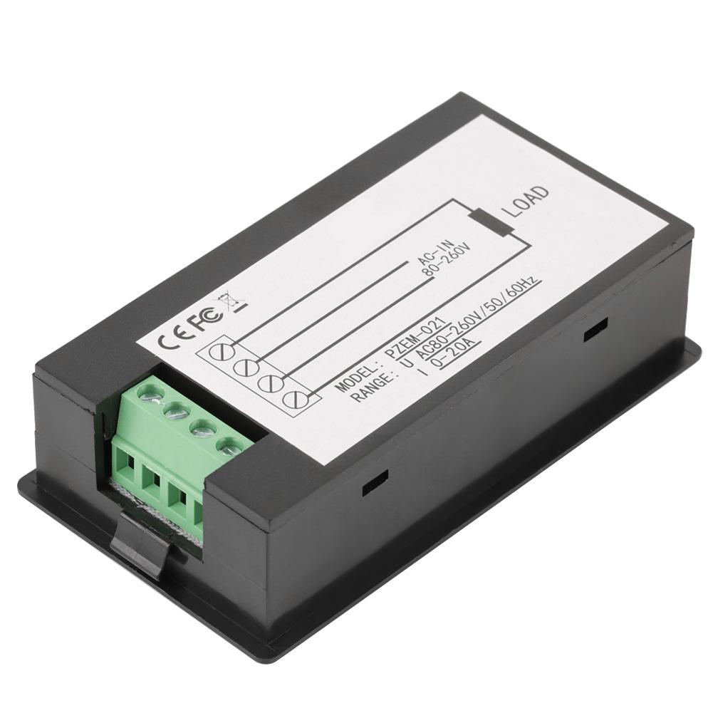 Digital LCD Voltmeter PEACEFAIR PZEM-021 LCD Display Digital AC Voltage Current Power Energy Meter 20A AC80-260V Current Meter