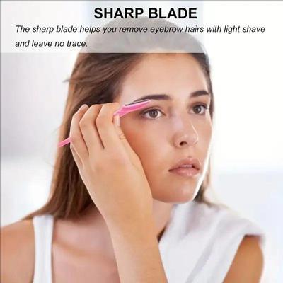 3-Piece Eyebrow Razor Set With Safety Covers - Stainless Steel Facial Hair Trimmer