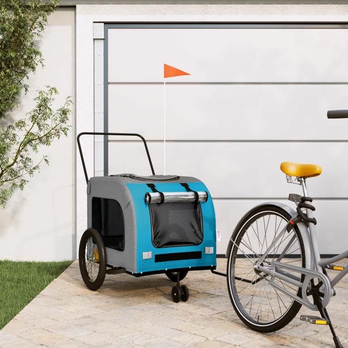 VidaXL Remorque de Vélo pour Animaux de Compagnie, Chariot à Vélo pour Chien avec Roues, Poussette de Animaux avec Drapeau, 93862