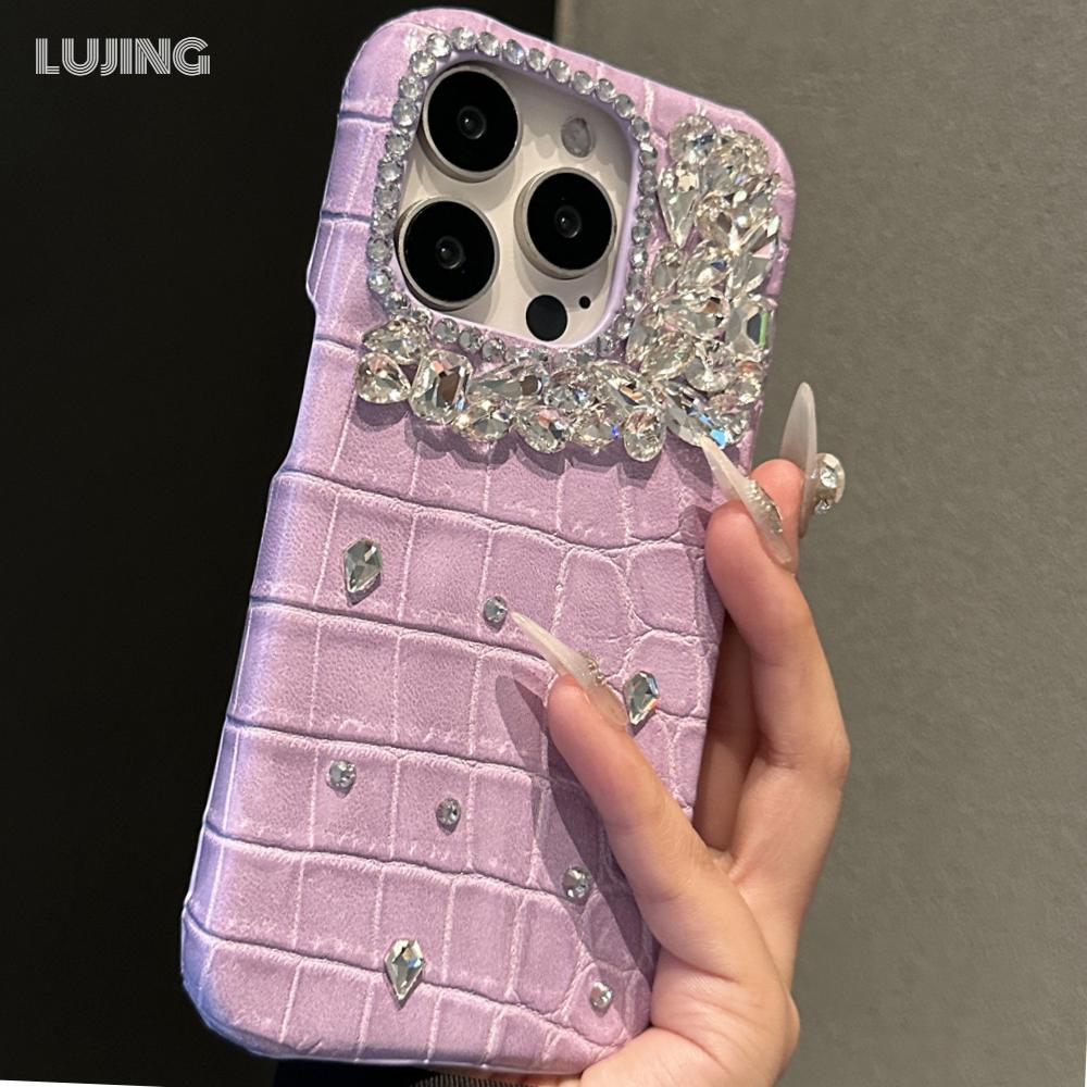 

Фиолетовый крокодиловый узор Роскошный стразовый противоударный чехол для iPhone 15Pro Max 14 13 ProMax Diamond Custom Womem Girl Cover for iPhone 13 фиолетовый