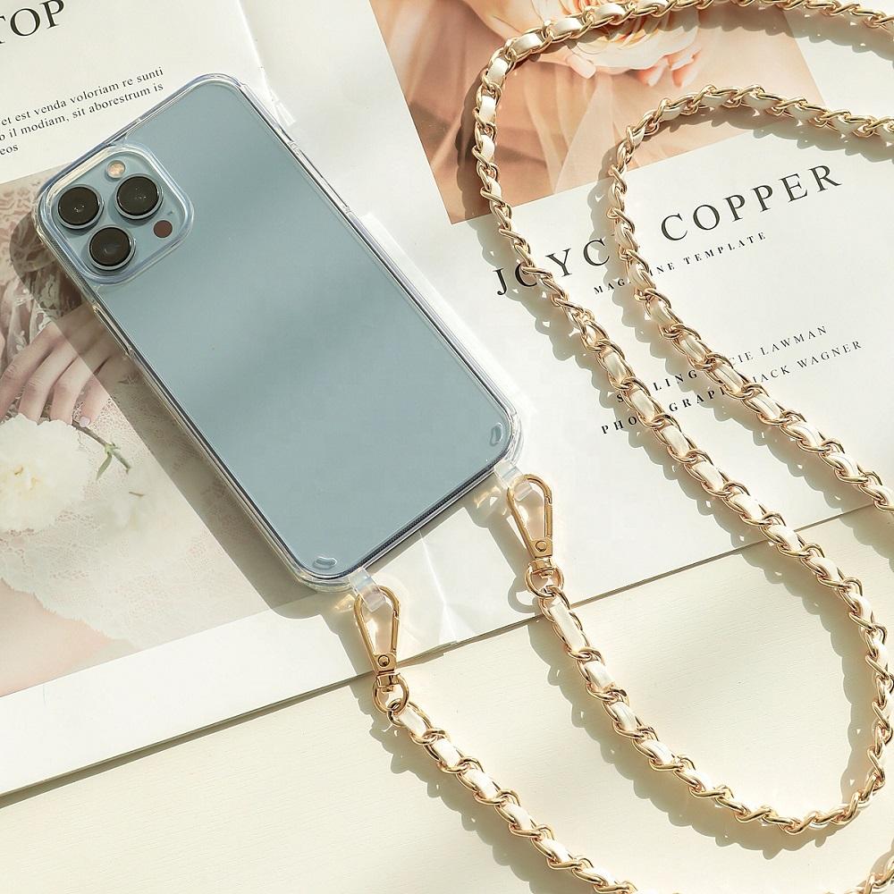 DIY Luxury Pearl Chain Crossbody Strap Shockproof Acrylic Lanyard Phone Case for iPhone 17 16 13 12 PRO 15 Pro Max X XS 7 8 Plus