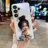 Cute Cartoon Girl Electroplated Silver Phone Case For Samsung Galaxy S26 S25 S24 S23 S22 S21 S20 Ultra Plus FE S26+ Glass Cover