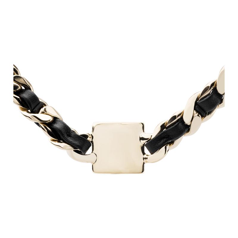 Chanel Collana Girocollo con Ciondolo in Bronzo Logo CC in Pelle da Donna Nero/Oro