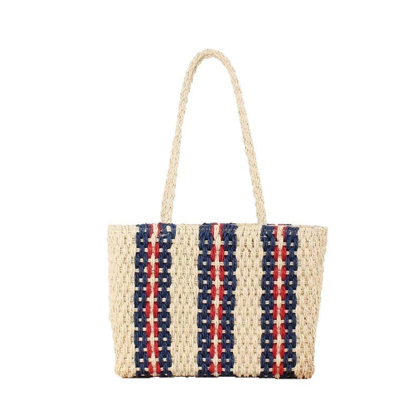 Idyllic straw woven bag women s 2025 new trendy summer fashion woven shoulder bag French beach vacation tote bag Side zipper бежевый