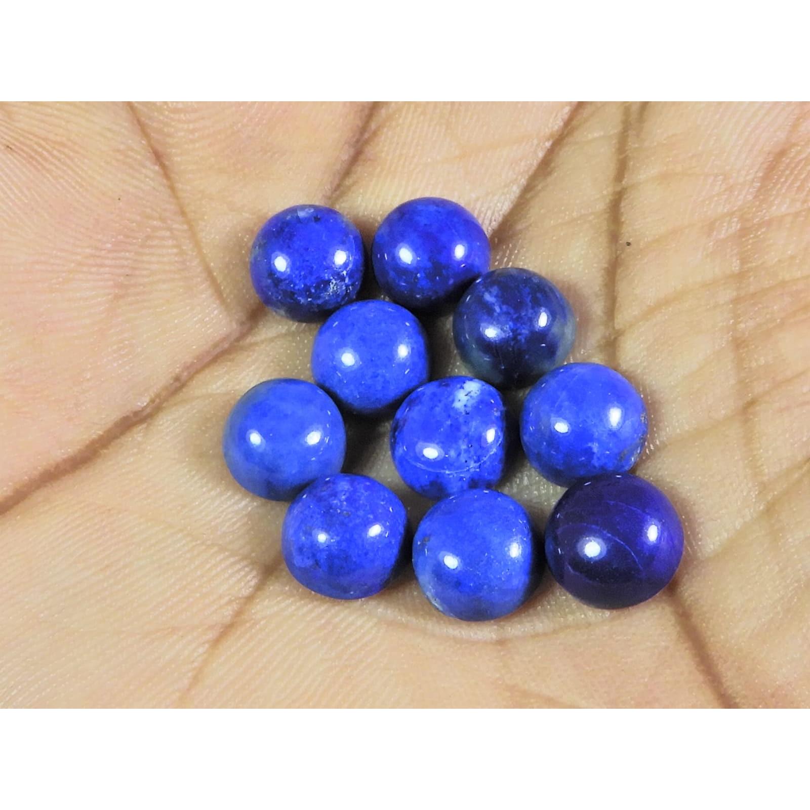 

7MM Natural Lapis Lazuli Round Cabochon Loose Gemstone 10Pcs Lot 20Cts. A-475