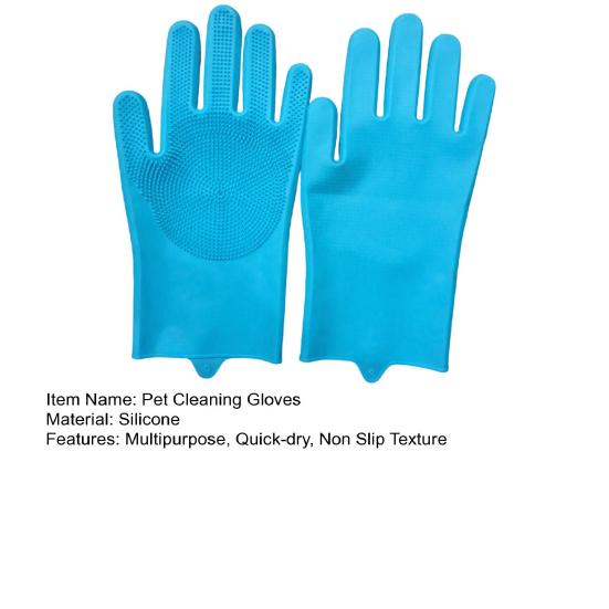 Pet Cleaning Gloves, Anti-Slip Pet Grooming Gloves, Silicone Soft Tooth Bathing Massaging Gloves, Multipurpose Glove for Pet Care And Household
