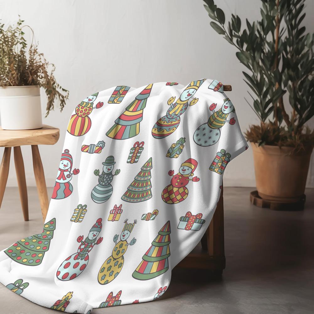 Gemütliche Überwurfdecke Niedliches Schneemannmuster Winter-Heimdekoration Weiche Warme Flanelldecke Geschenkidee Weihnachtsfestliches Design