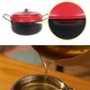 IH & Gas Stove Compatible Iron Deep Fryer Pan with Guard Frame, Tray Lid, and Thermometer - 20cm (Red)
