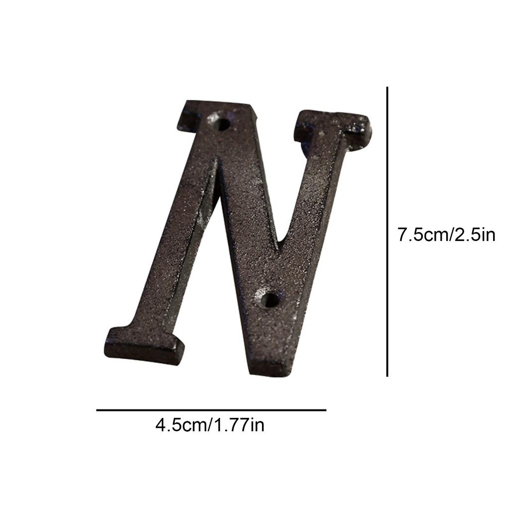0 to 9, A to Z Metal Letters Numbers Cast Iron Decoration House Sign Doorplate DIY Cafe Wall House Door Address Alphabet Number